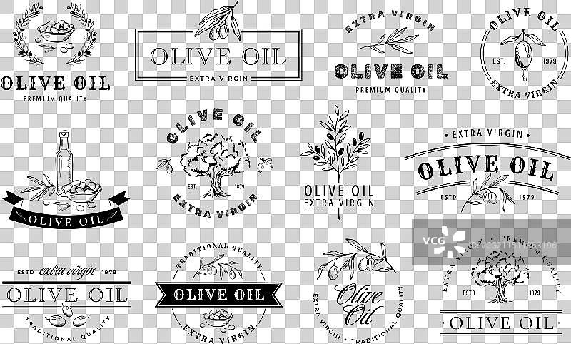 特级手绘橄榄油标志图片素材