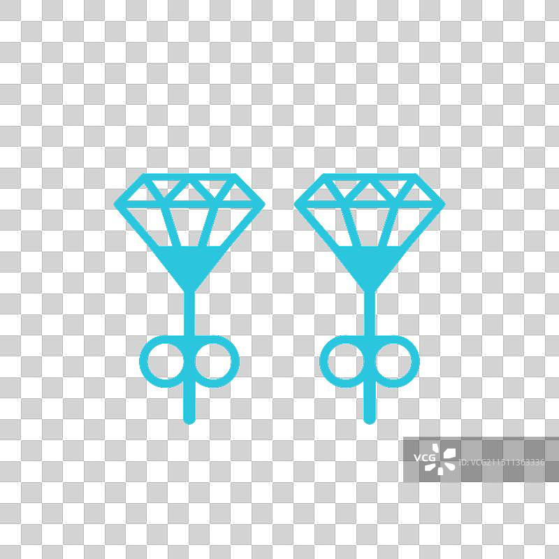 白色背景上的珍贵钻石耳环图标图片素材