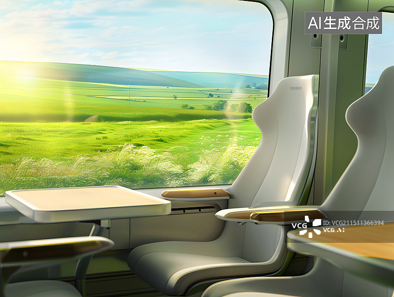 【AI数字艺术】高铁火车靠窗座位图片素材