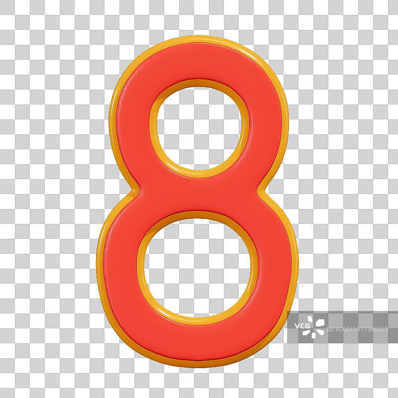 红色金边艺术字数字3D卡通插画元素图片素材