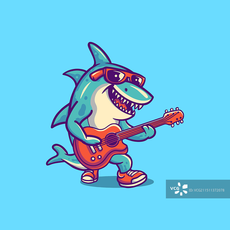 鲨鱼弹吉他图片素材
