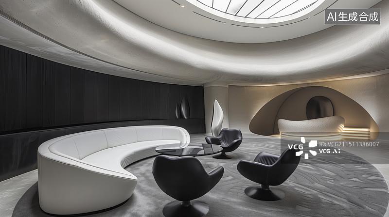 【AI数字艺术】3D现代简约会客厅三维空间场景图片素材