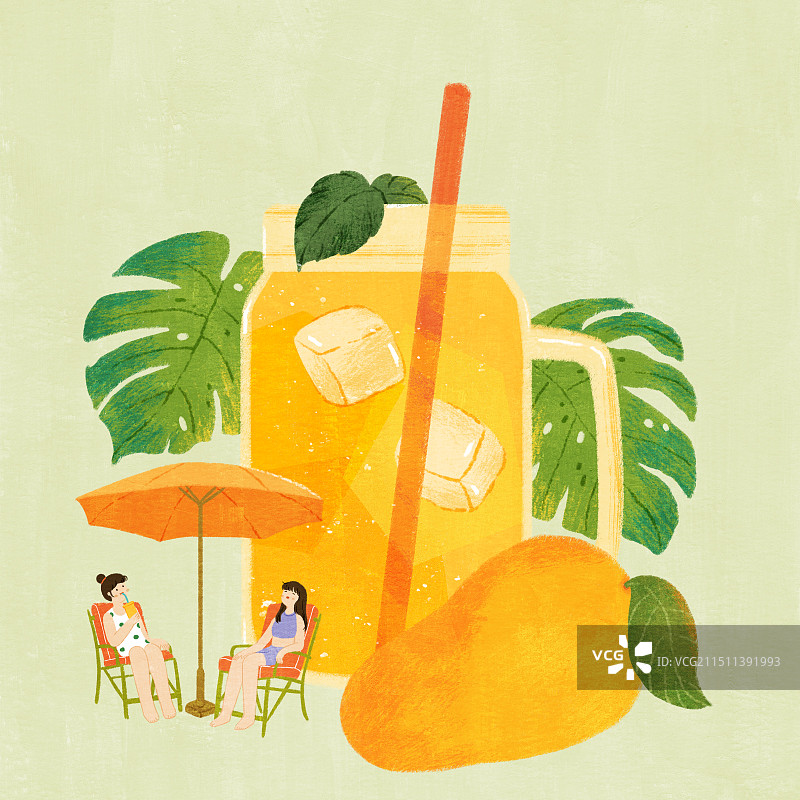 一个芒果和一杯芒果汁图片素材