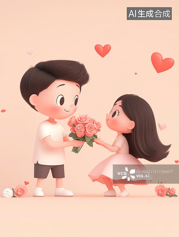 【AI数字艺术】七夕情人节情侣浪漫约会爱情梦幻小清新插画图片素材
