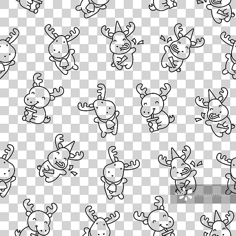 可爱卡通驼鹿角色无缝图案图片素材