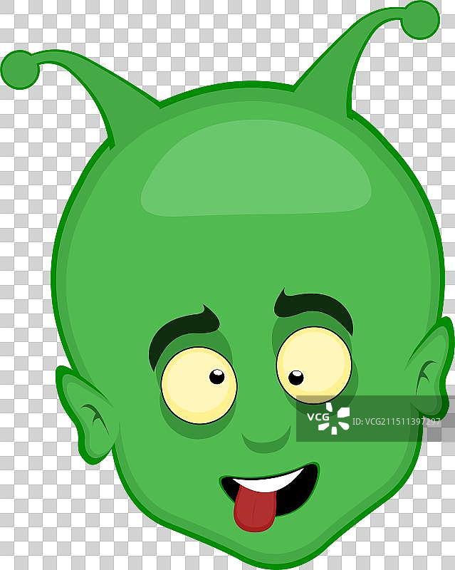 绿色外星人ET头像卡通疯狂表情图片素材