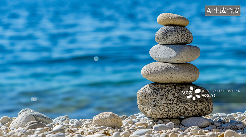 【AI数字艺术】海边禅意 风光 清新背景图片素材