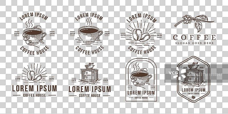 线条艺术咖啡logo合集图片素材