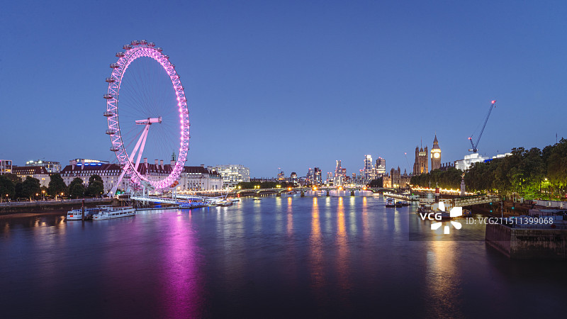 伦敦泰晤士河夜景图片素材