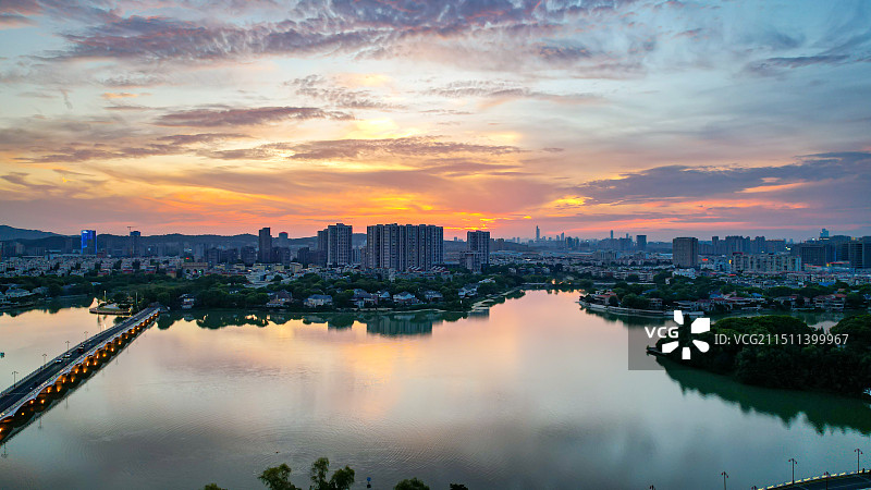 南京江宁百家湖晚霞图片素材