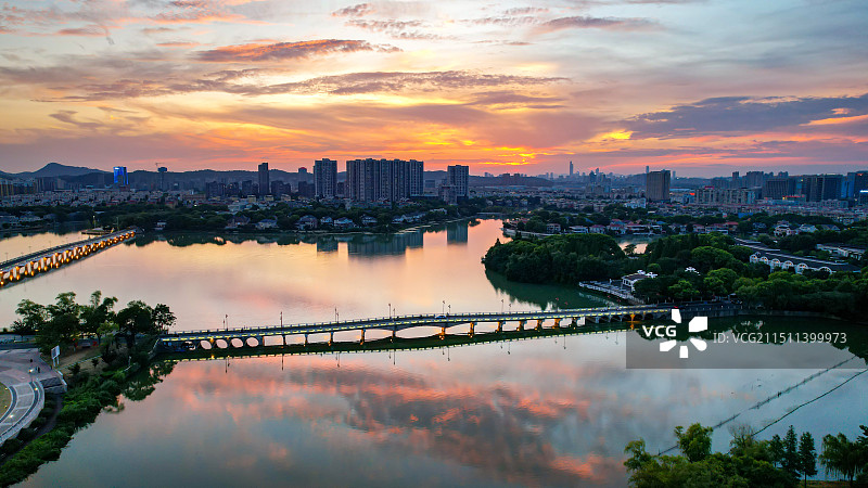 南京江宁百家湖晚霞图片素材