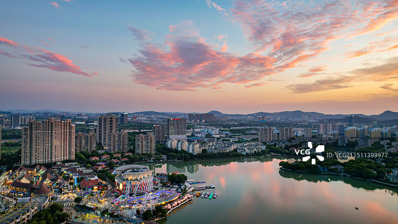 南京江宁百家湖晚霞图片素材