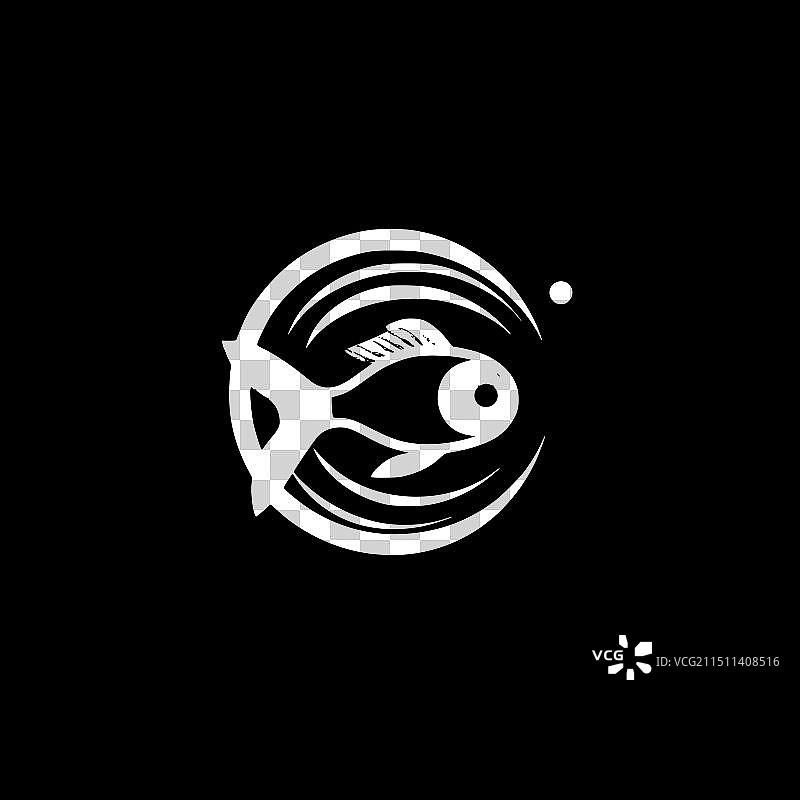 小丑鱼 - 黑白隔离图标图片素材