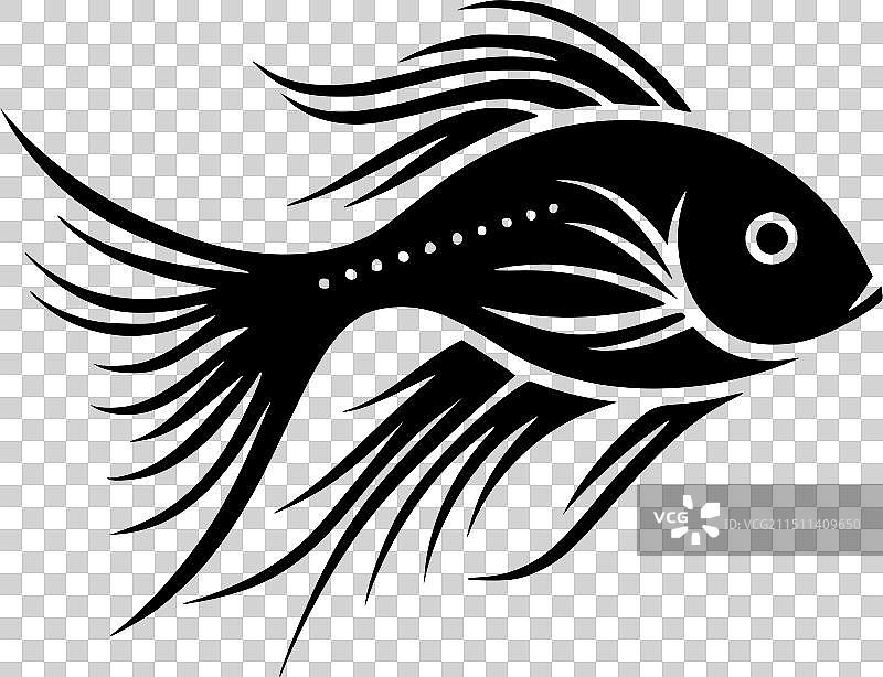 鱼-黑色和白色孤立的图标图片素材