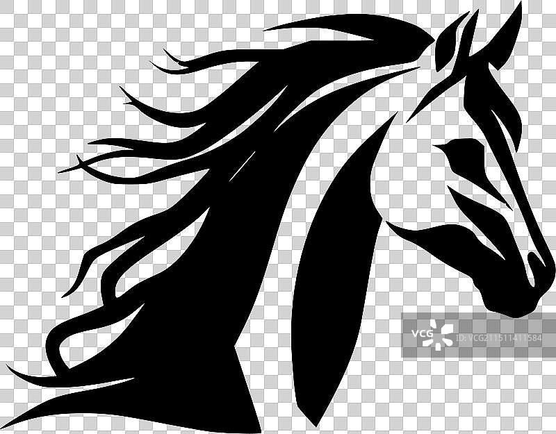 马 - 简约扁平风格logo图片素材