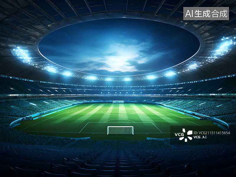 【AI数字艺术】夜晚的体育场馆图片素材