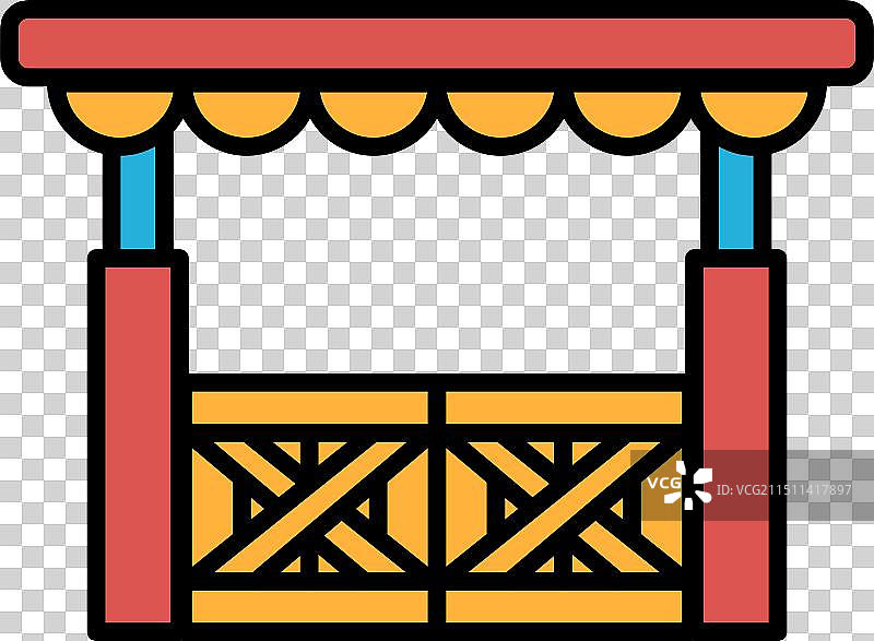 木栅栏的黑白简笔画图片素材