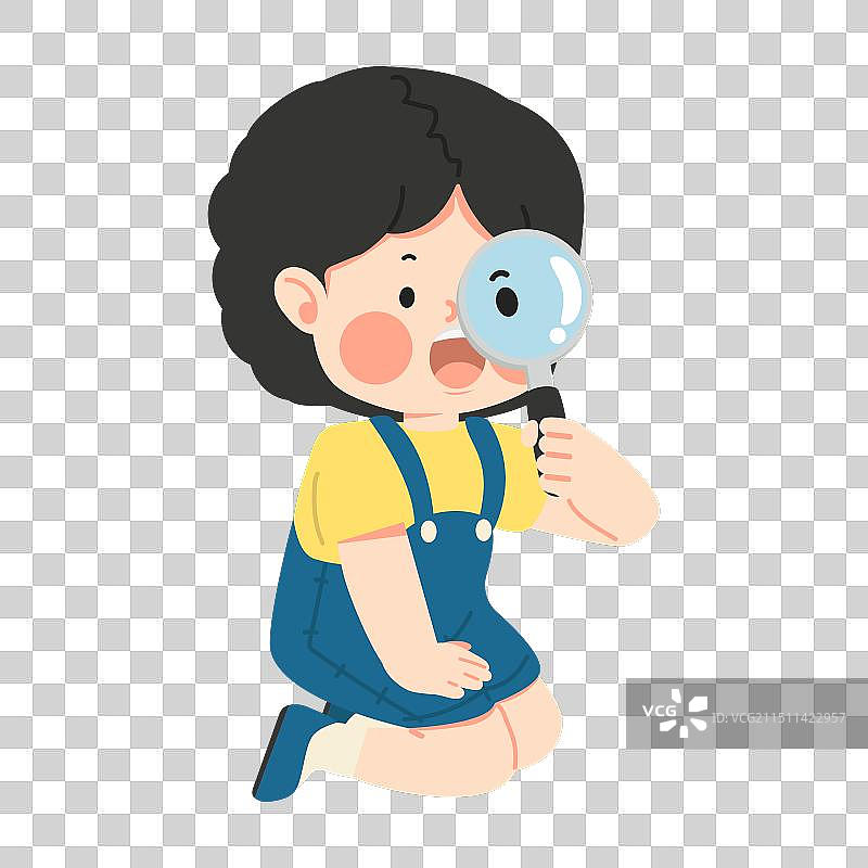 拿着放大镜的女孩图片素材