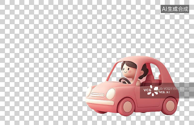 【AI数字艺术】3D渲染的可爱卡通人物Q车图片素材