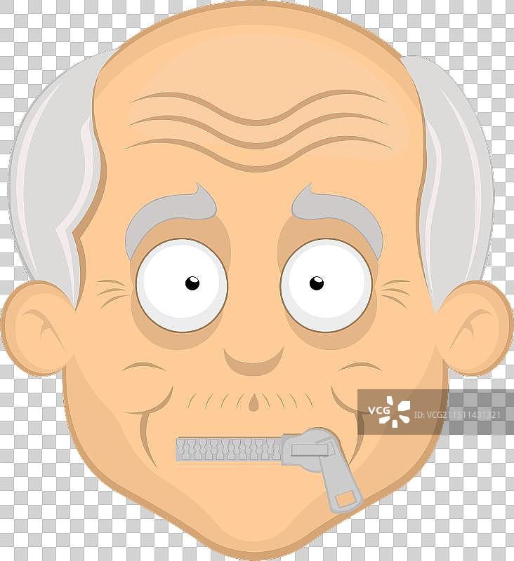 拉链嘴的老年男人脸庞图片素材