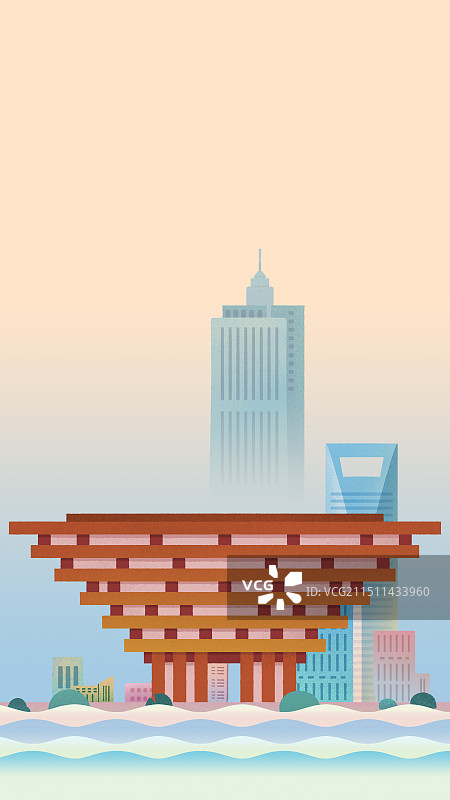 上海世博会中国馆插画图片素材