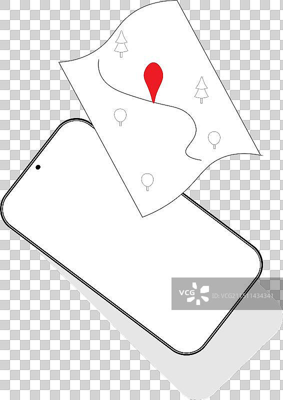 带有空白屏幕和定位的智能手机图片素材