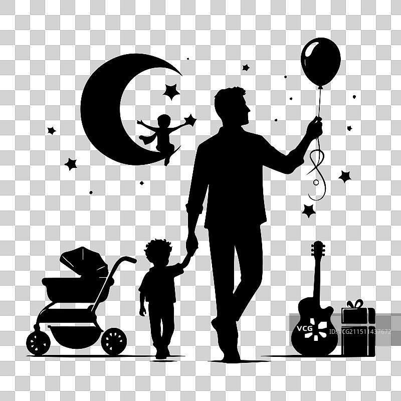 父子，白色背景图片素材