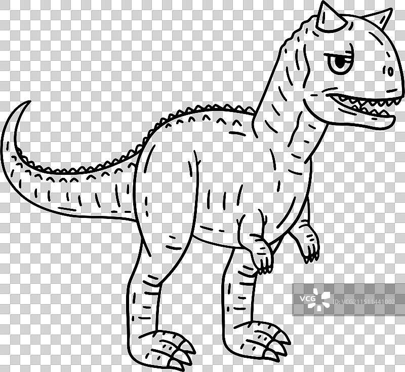 食肉牛龙恐龙独立着色页图片素材