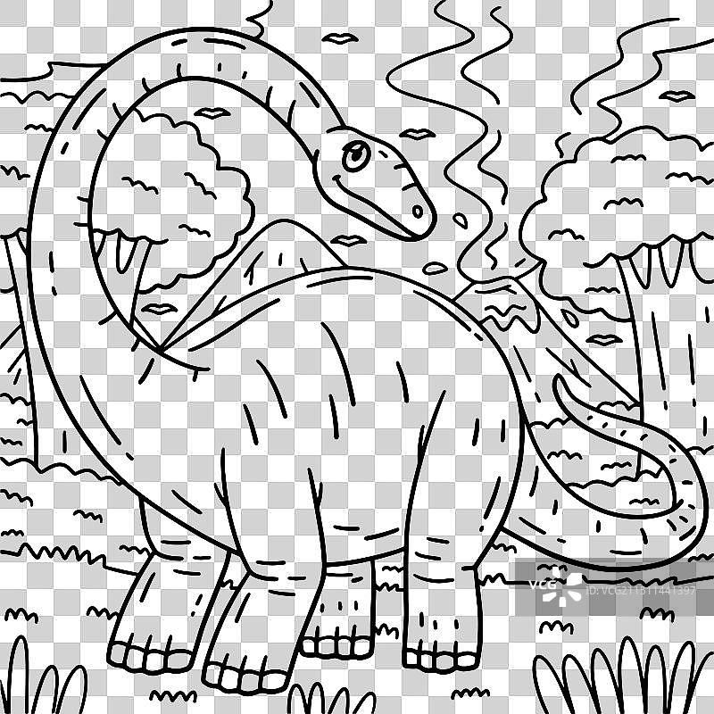 儿童用雷龙恐龙填色页图片素材