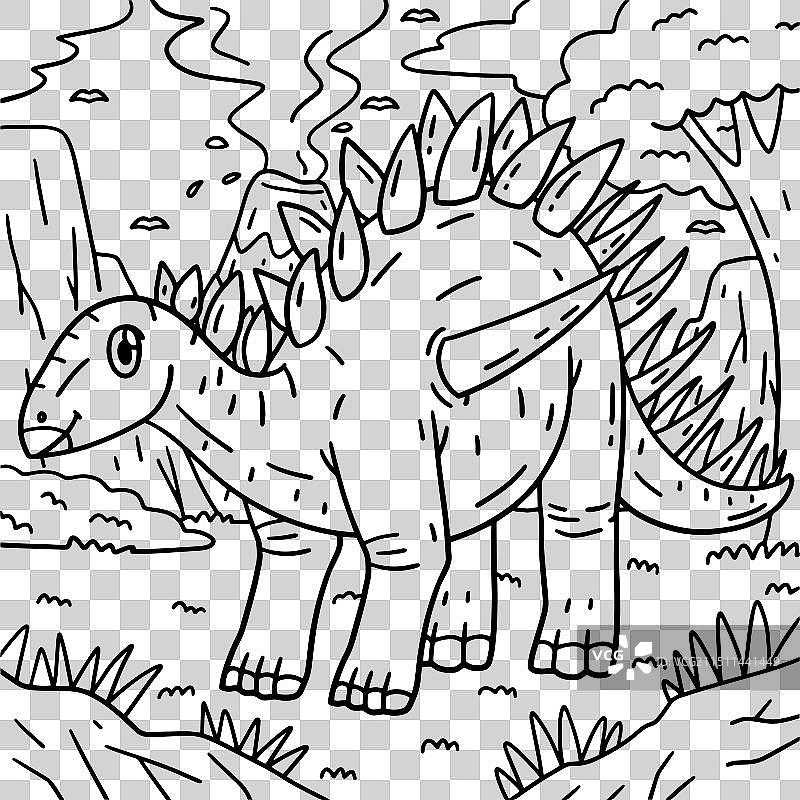 剑龙恐龙儿童涂色页图片素材