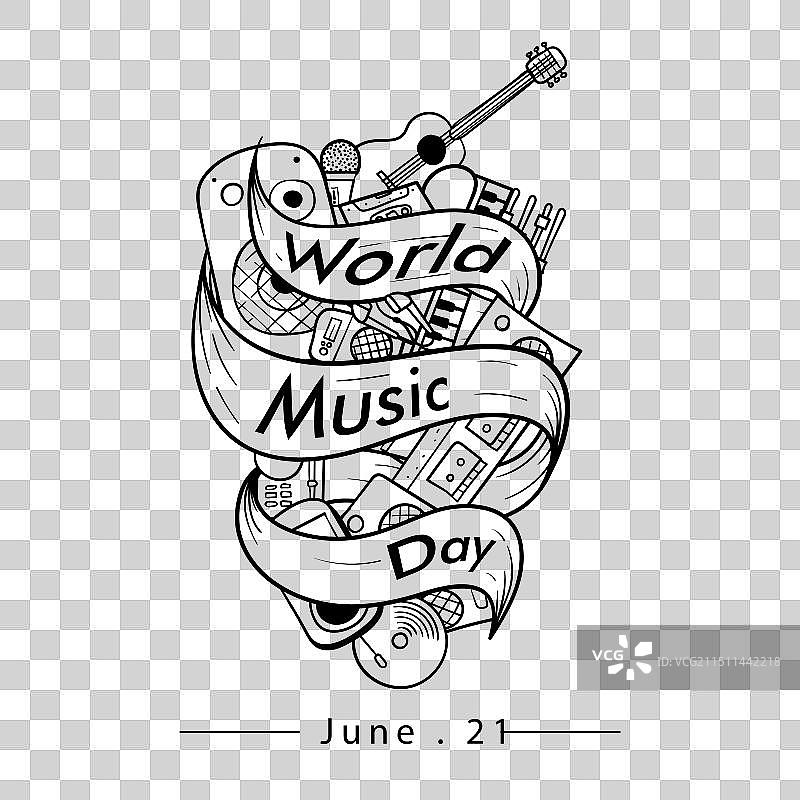 世界音乐日黑白排版设计图片素材