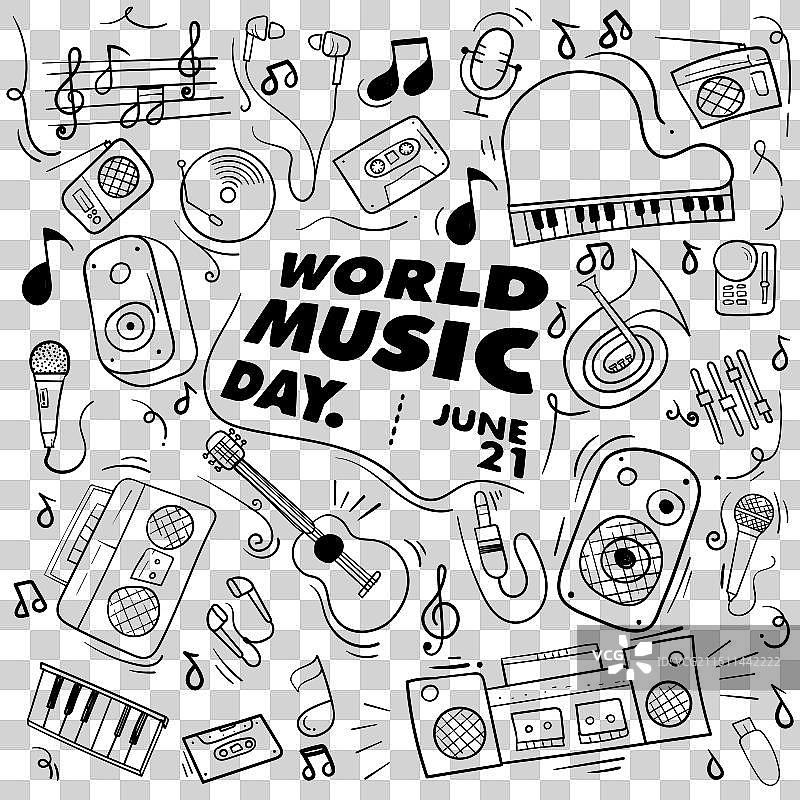 世界音乐日手绘涂鸦艺术图片素材
