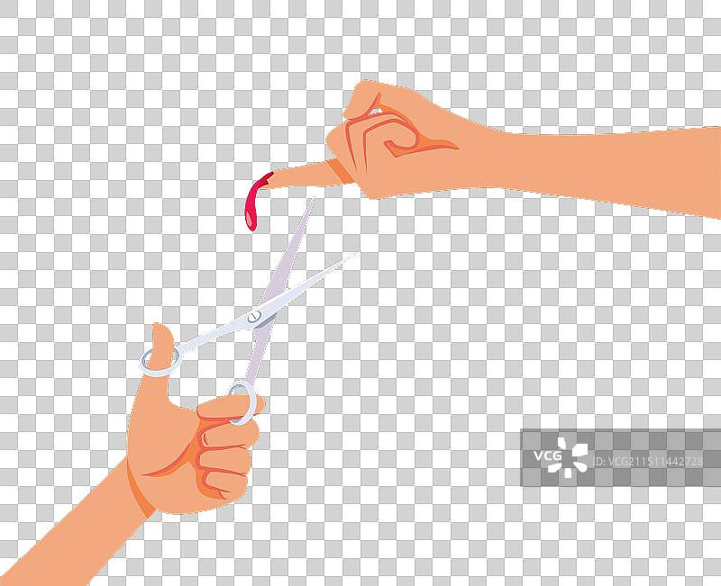 受伤的人拿着剪刀，正在流血图片素材