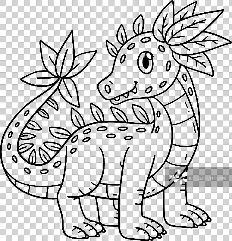 龙叶儿童独立着色页图片素材