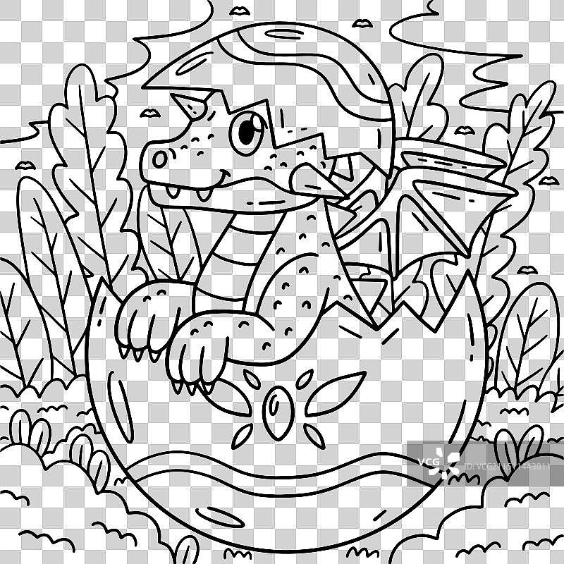 儿童简笔画：龙破蛋而出图片素材