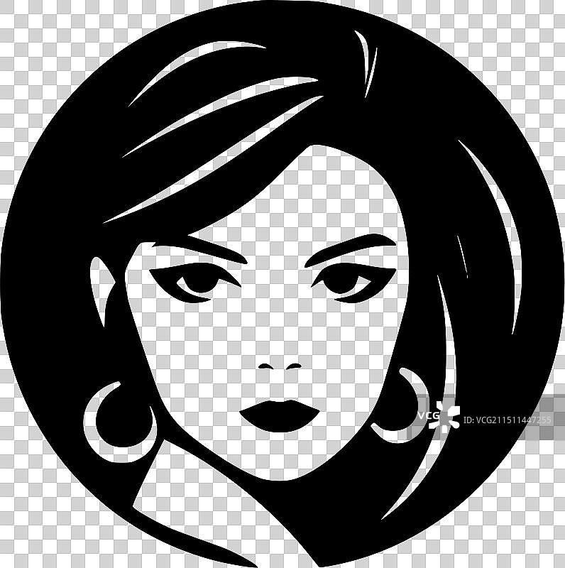 女孩 - 简约扁平风格标志图片素材