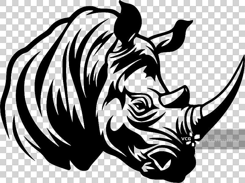 黑白犀牛隔离图标图片素材