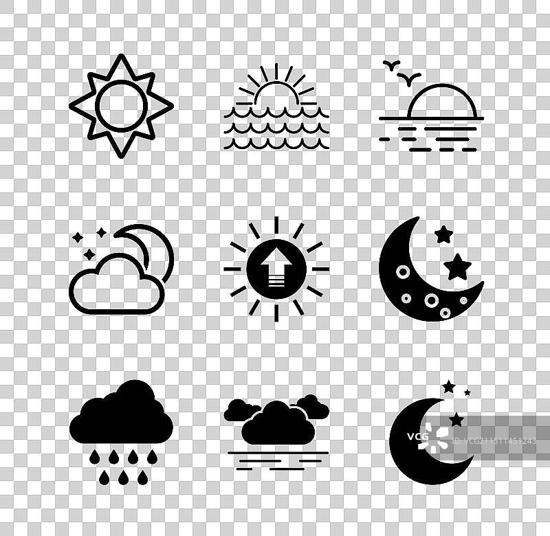 日落、云、雨、月亮和星星图片素材