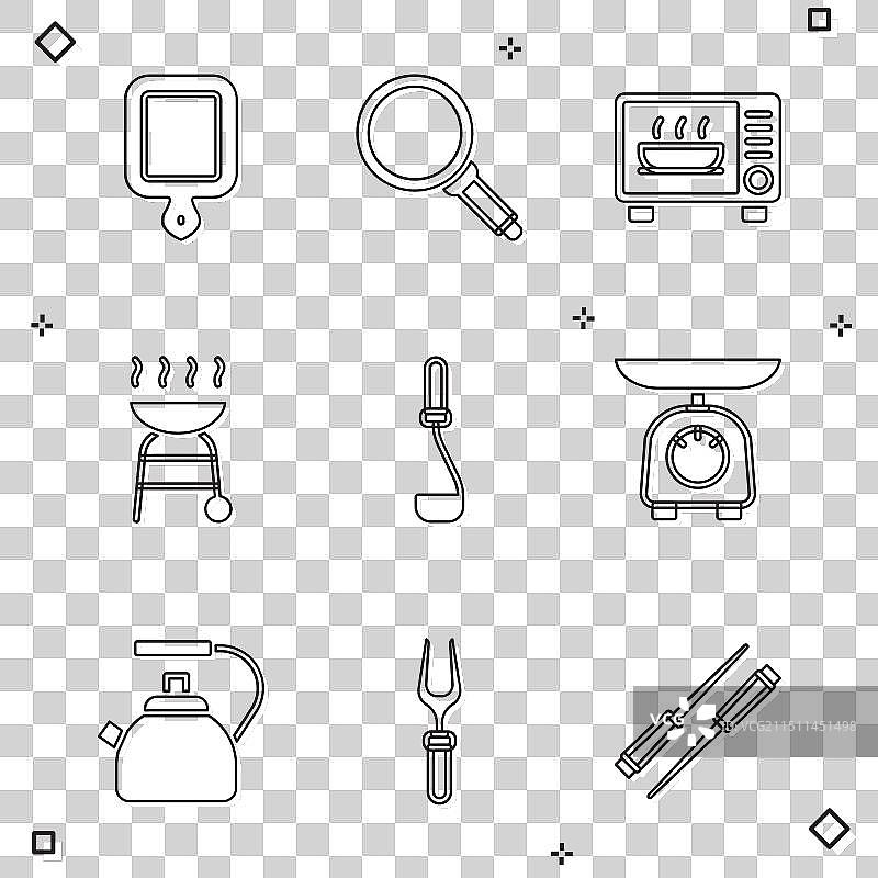 砧板平底锅微波炉组合图片素材