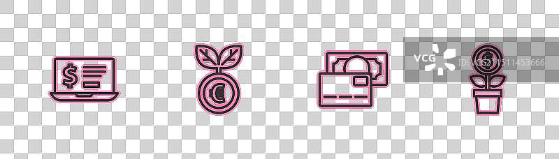 带美元信用卡的笔记本电脑图片素材