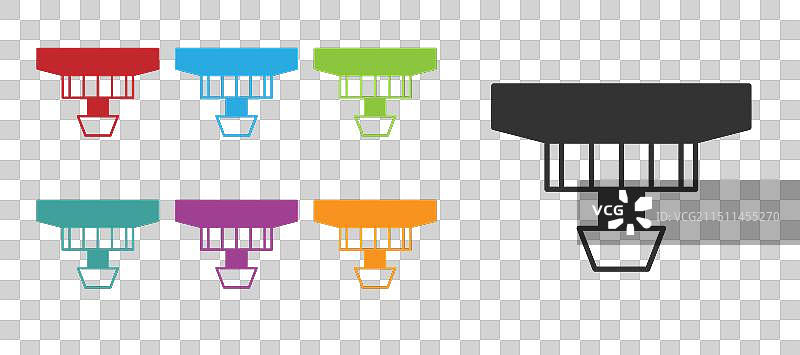 白色背景上的黑色烟雾报警系统图标图片素材