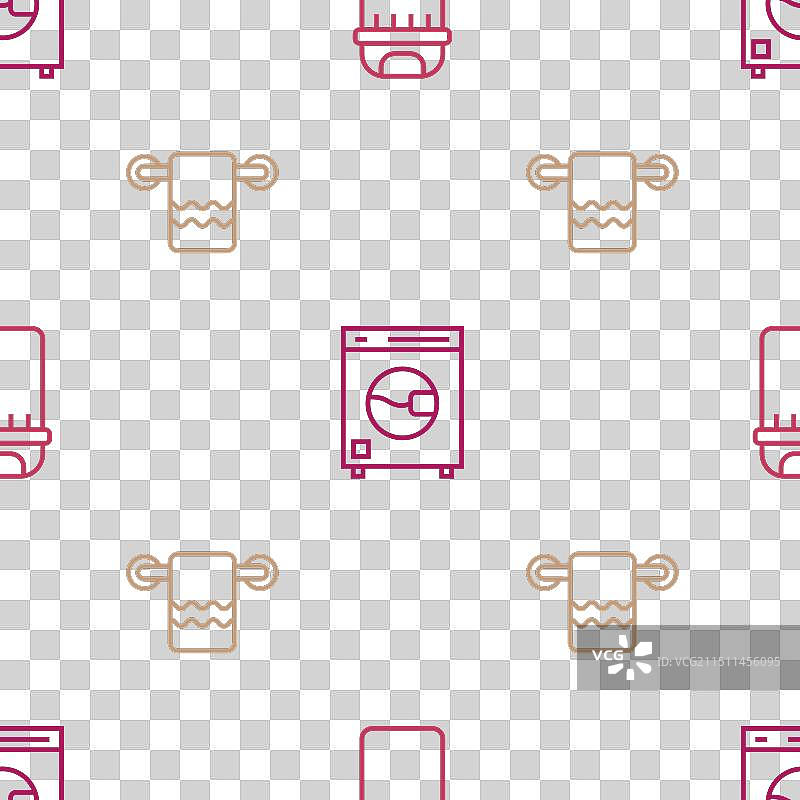 晾衣绳、垃圾桶、毛巾和洗衣机图片素材