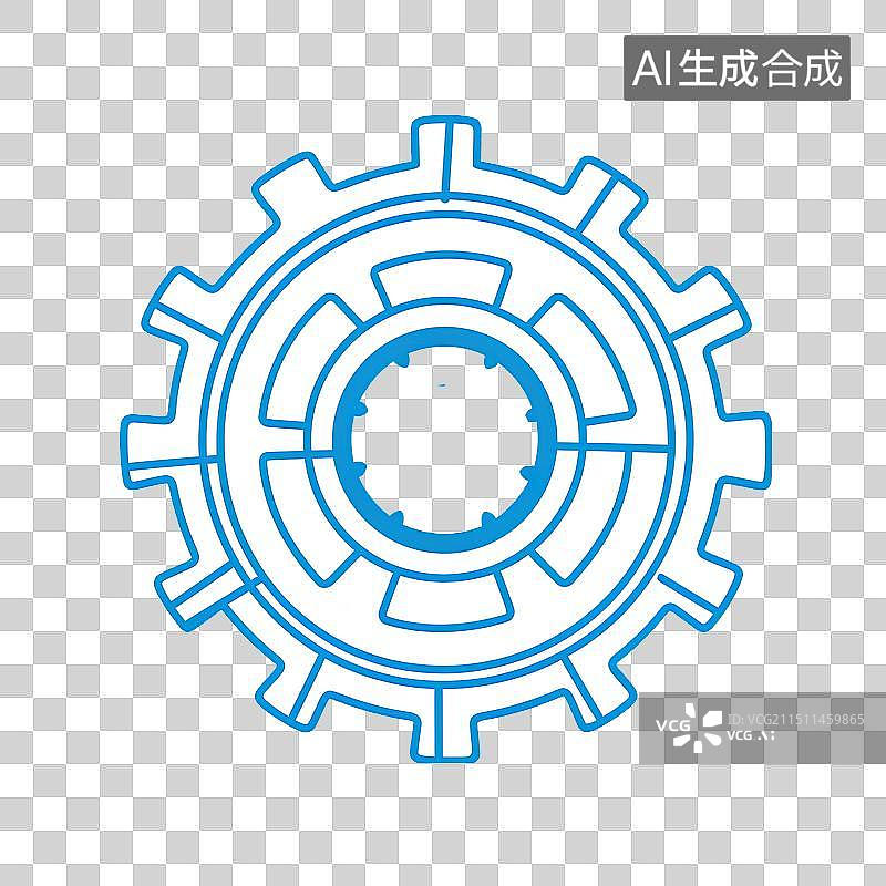 【AI数字艺术】蓝色线条图标的齿轮元素图片素材