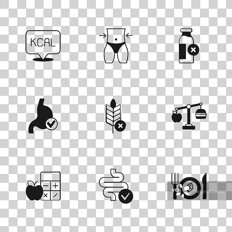 肠道健康主题：卡路里计算器、纯素饮食图片素材