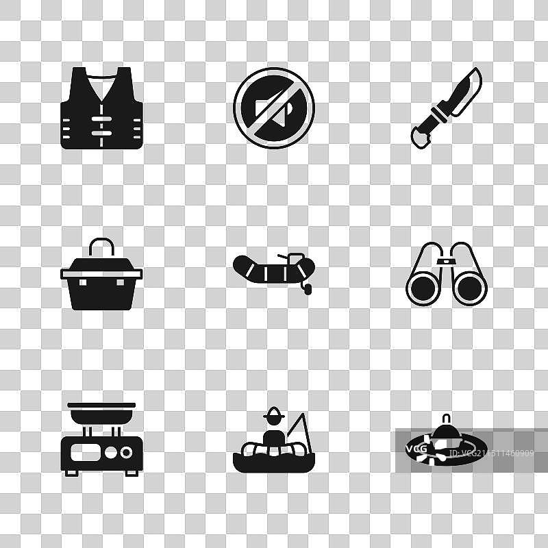 渔夫船双筒望远镜鱼漂图片素材