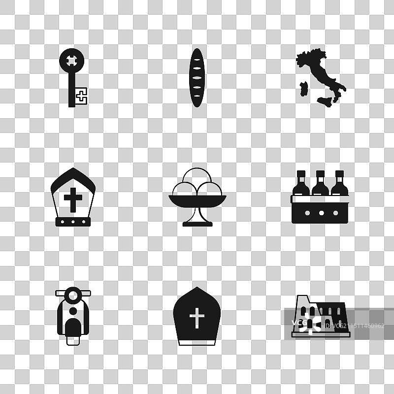 教皇帽葡萄酒斗兽场冰淇淋组合图片素材