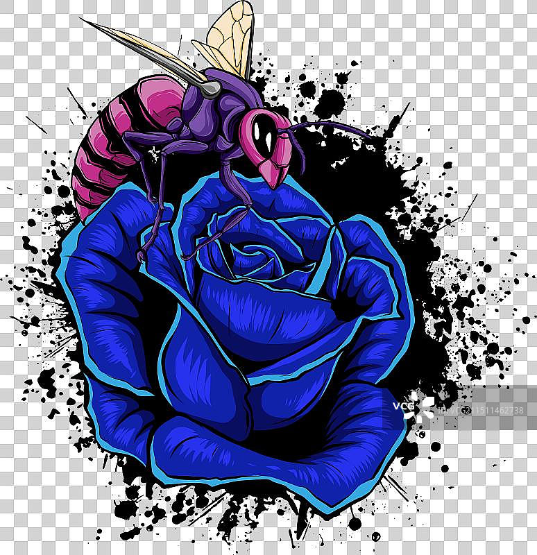 彩色蜜蜂设计图案图片素材