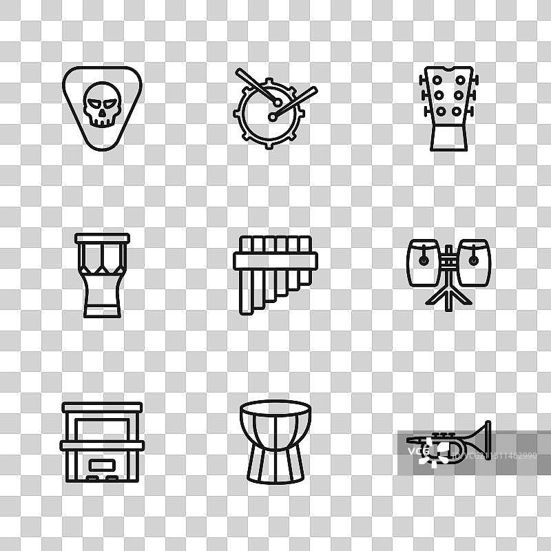 非洲达布卡鼓康茄鼓小号线条图片素材