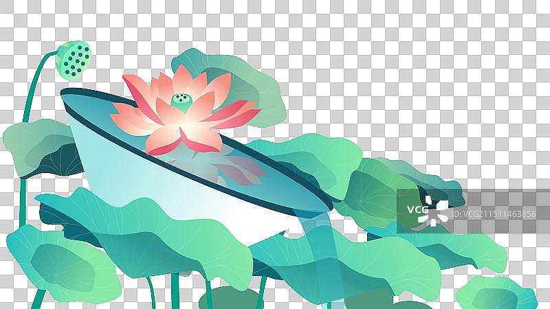 荷花莲叶夏天海报传统二十四节气水池塘模板图片素材