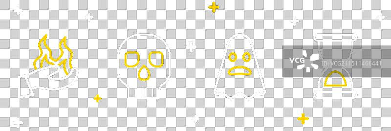 老式沙漏、鬼魂、骷髅和手图标图片素材